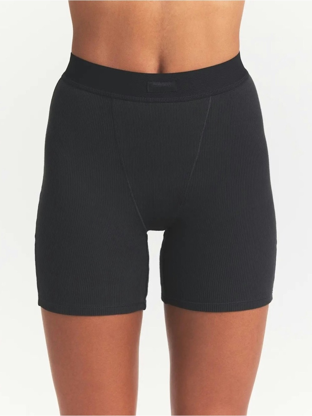 SKIMS Black Cotton Ribbed Boxer Short